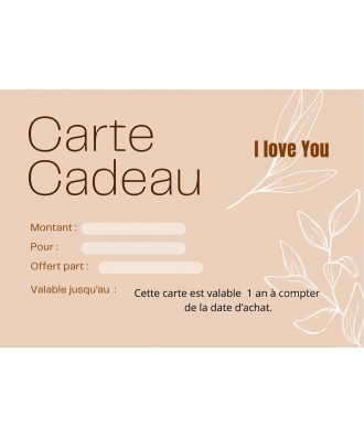 CARTE CADEAU I LOVE YOU